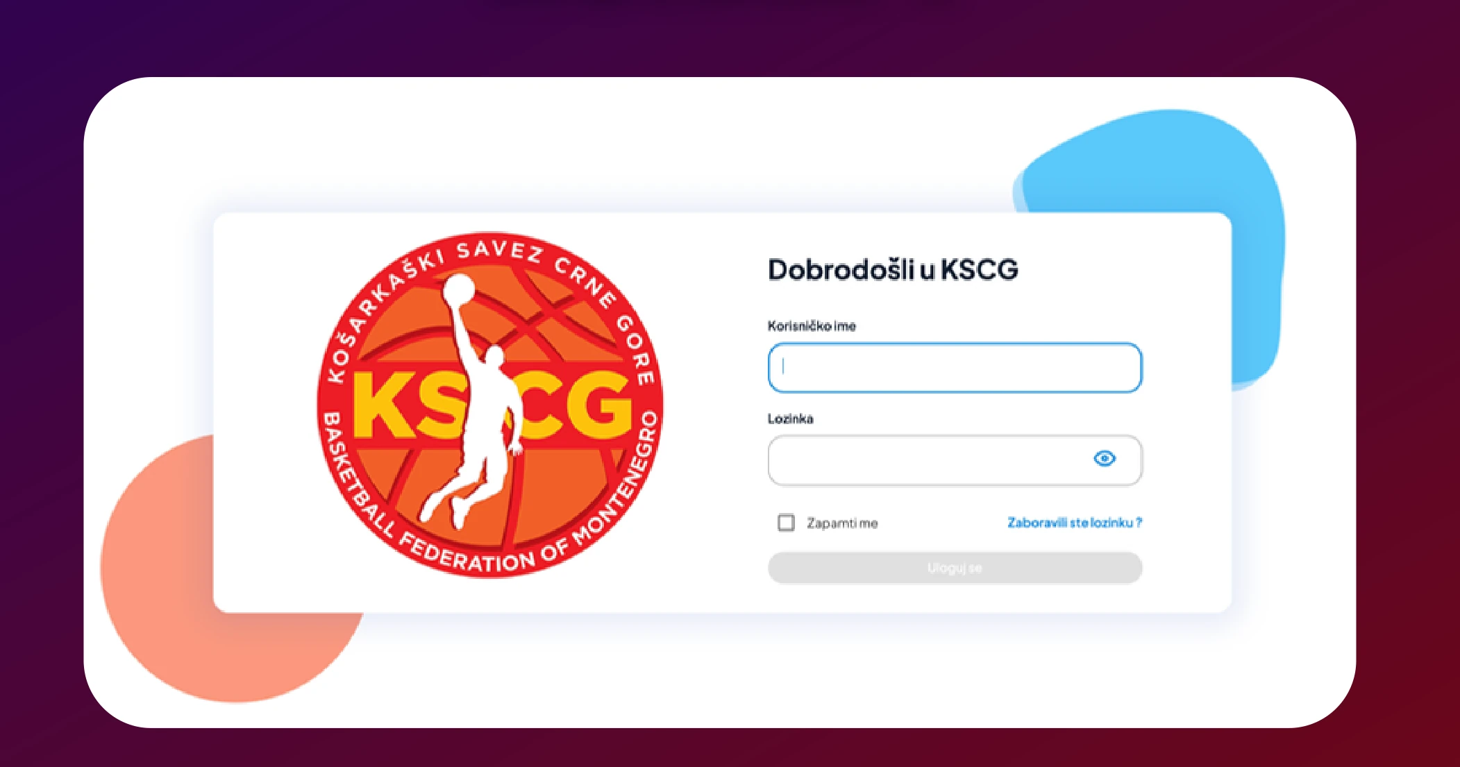 E-KSCG — ekran za prijavu na platformu