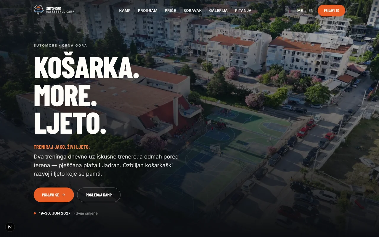 Sutomore Basketball Camp — prezentacioni sajt