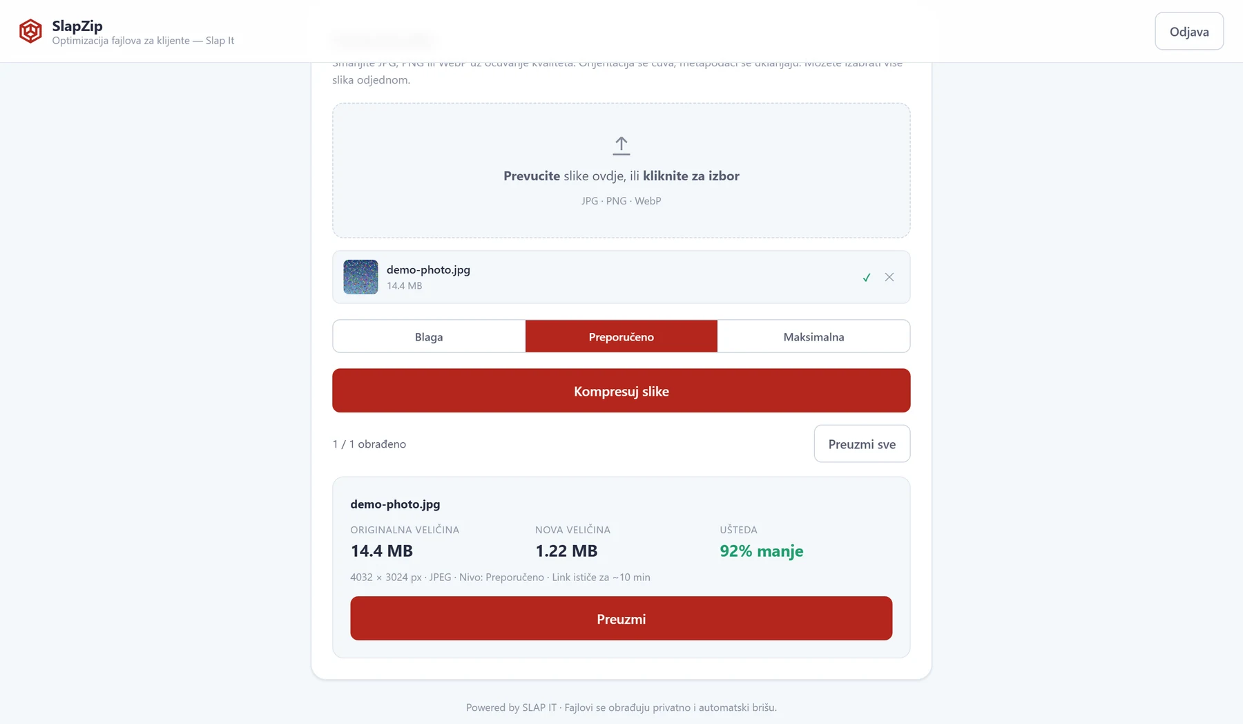 SlapZip — interni alat za optimizaciju fajlova