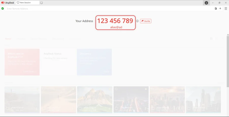 AnyDesk — polje „Your Address“ sa AnyDesk ID brojem