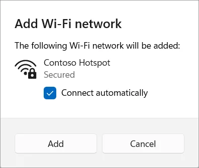 Windows — dodavanje Wi-Fi mreže i unos lozinke
